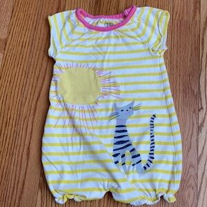 EGG by Susan Lazar Striped Kitty‎ Cat Romper 12 Months